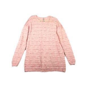 Leo and Nicole Pink Heather 100% Cotton Eyelet Sweater Size M
